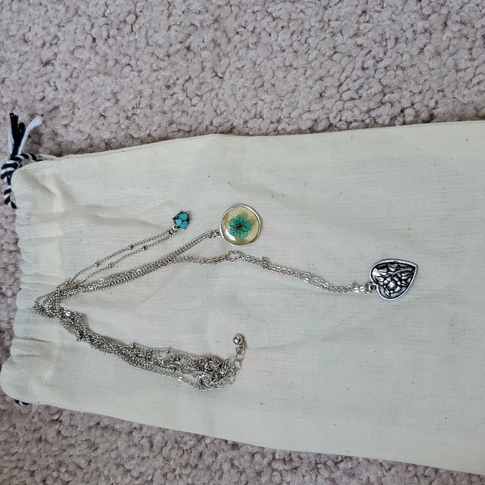 Free People Floral Necklace With  Drawstring Bag